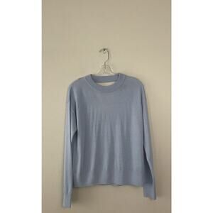 Halogen Size Small Wool Blend Long Sleeve Open Back Pullover Sweater Light Blue
